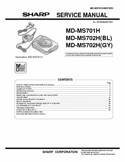 Sharp MD-MS701H/MS702 manual de servicio completo