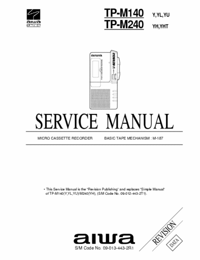 Aiwa GX30 Service Manual Micro Cassette Recorder - Tape mech. M-187 - pag. 12