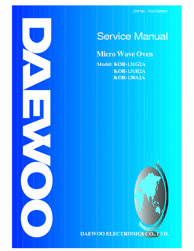 Daewoo KOR-131G2A, KOR-131H2A , KOR-131G2A Service Manual Micro Wave Oven - Pag. 35