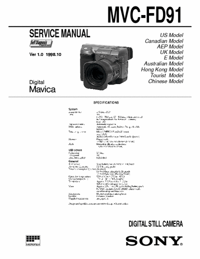 sony MVC-FD91 service manual