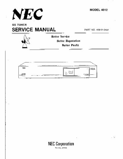 NEC 4012 BS Tuner Service Manual -
Model: 4012