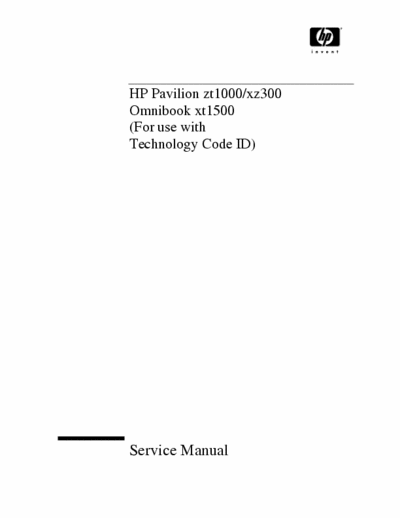 HP Pavillon ZT100 [XZ300] [Omnibook XT1500] Service Manual [Code ID] June 2002 [pag. 101]