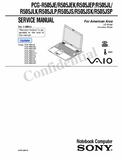 Sony Computer PCG-R505 (all version) Service Manual Notebook Computer Vaio i400 (Us, Canadian Model) - pag. 25