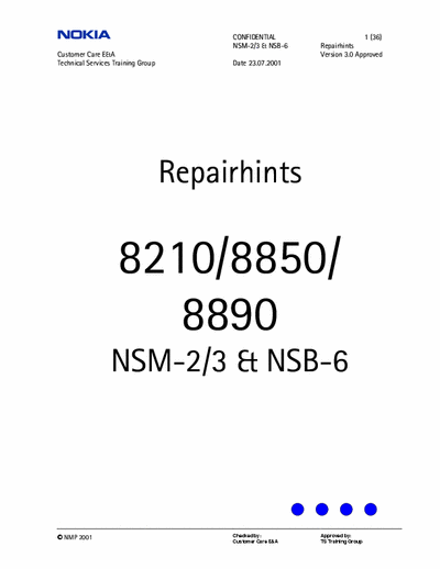 NOKIA 8XXX Nokia 8XXX repair hints