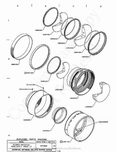 OLYMPUS olympus180mm_f2.0 olympus180mm_f2.0 optic explode diagram