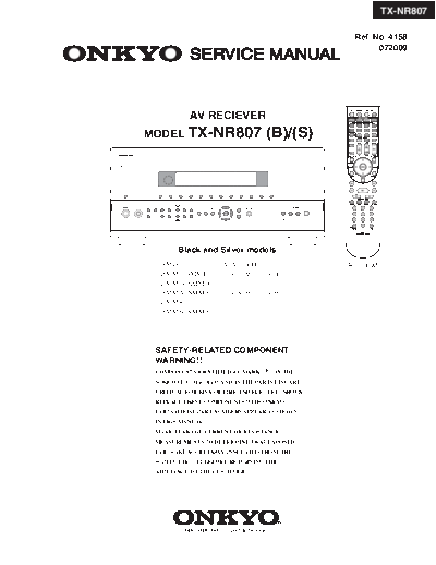 Onkyo TX-NR807 Service Manual