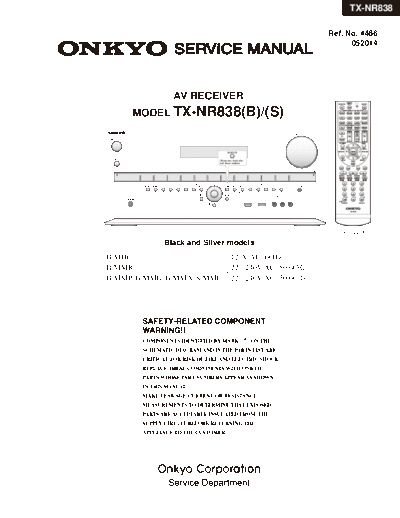 Onkio TX-NR838SM Service Manual Receiver Onkio TX-NR838SM