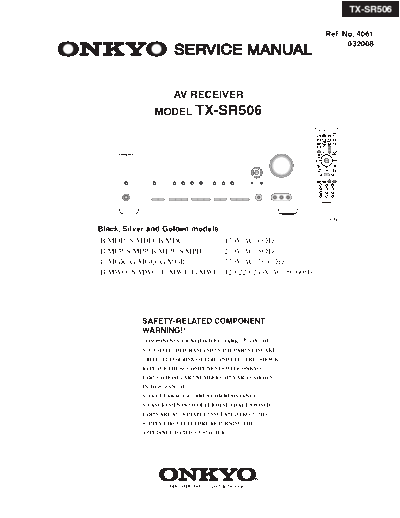 Onkyo TX-SR506 Service Manual