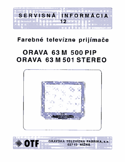 OTF 63M500pip 63M501stereo Service manual, TV ORAVA 63M500pip 63M501stereo