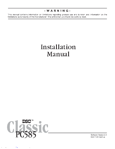 DSC PC585 DSC PC585 Classic Installation manual