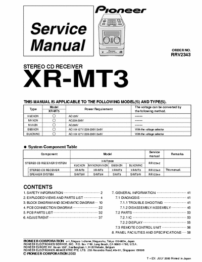 Pioneer XR-MT3 Pioneer XR-MT3 tuner and D changer
