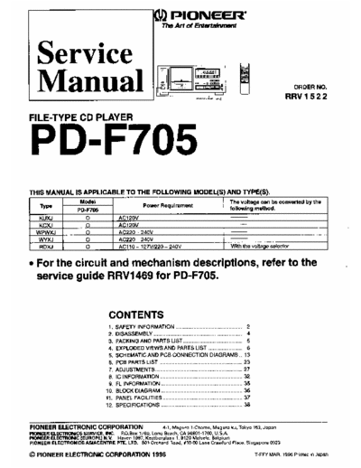 Pioneer Pd-f705 pioneer pd-f705 service