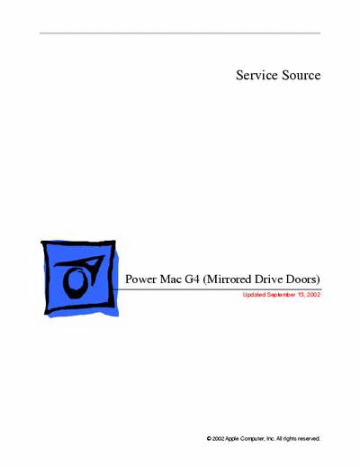 Apple Power Mac G4 MDD Service Manual for the Apple Power Mac G4 Mirrored Drive Doors computer. Usually not included in most eBay Apple Service CD collections, for some weird reason.