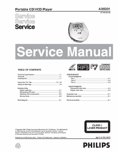Philips AX6301 [all version] Service Manual CD/Vcd Player Portable - pag. 20