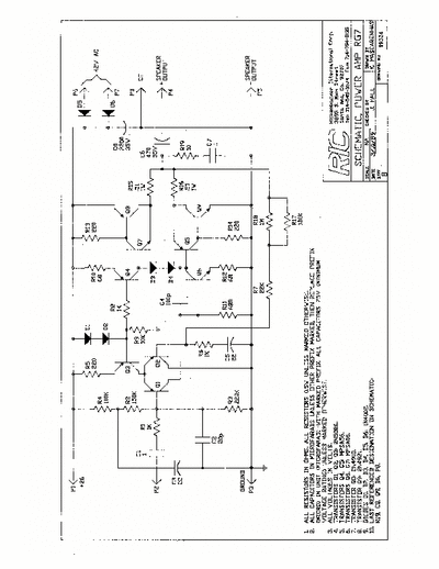 Rickenbacker RG7 Schematic Diagram Power Amplifier (3/10/89) - pag. 1