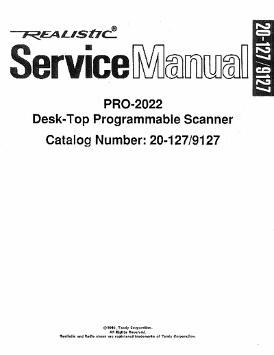 Realistic Pro 2022 Pro 2022 service manual 300dpi scans converted to Adobe Acrobat