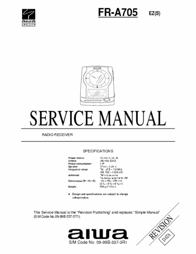 Aiwa FR-A705 Service Manual Radio Receiver - pag. 14