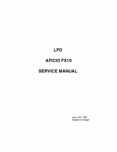 RICOH Aficio FX10 Service Manual