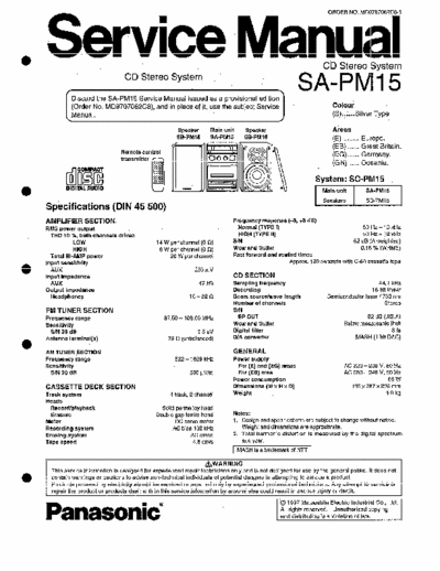 panasonic SA-PM15 service manual