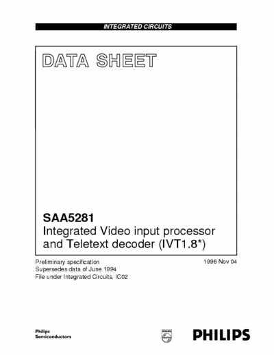 Philips SAA5281 Integrated video input processor & teletext decoder