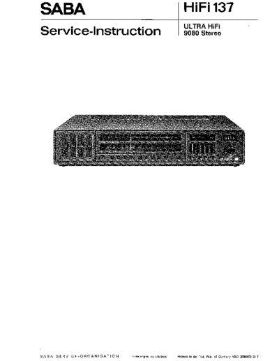 Saba ultra hifi 9080 stereo service manual