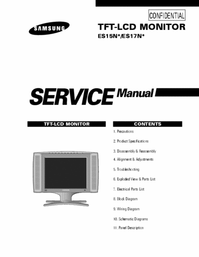 Samsung ES15N TFT-LCD MONITOR
ES15N*/ES17N* Service Manual