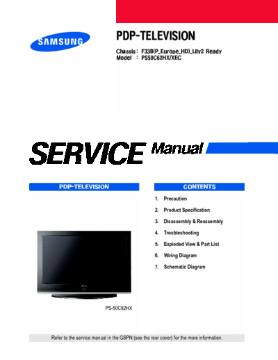 Samsung ps50c62hx_xec Service Manual