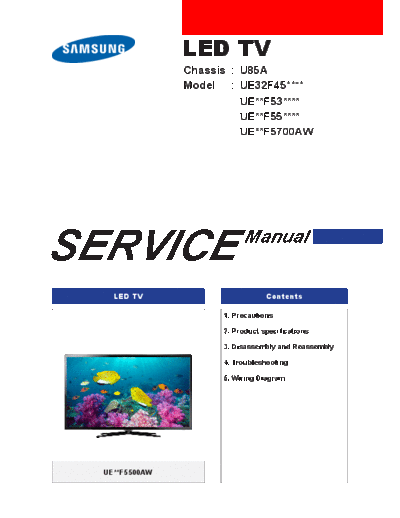 Samsung UE32F45**** UE**F53**** UE**F55**** UE**F5700AW Service manual