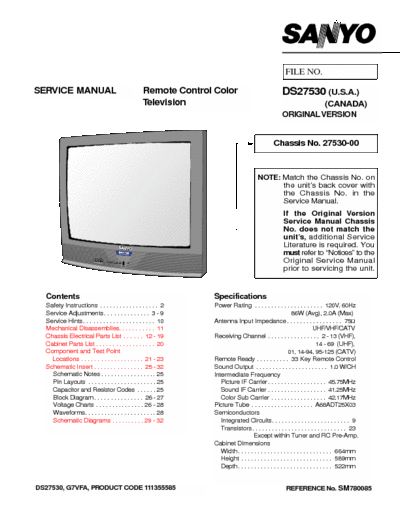 sanyo ds27530 service manual full