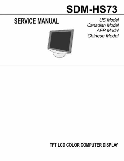 SONY SDM-HS73 Service Manual (No Schematic)