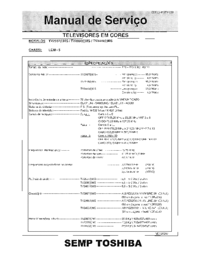 Semp Toshiba TV2987 TV2998 TV 3489 Service Manual for TV2987, TV2998 and TV 3489 Semp Toshiba TV models. In portuguese.