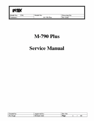 Intek M790 Plus M-790 Plus Service Manual