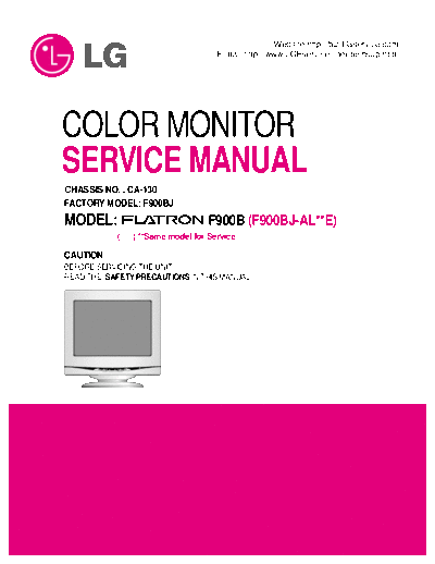 LG F900B Service Manual Color Monitor factory Model F900BJ - (5.995Kb) Part 1/3 - pag. 35