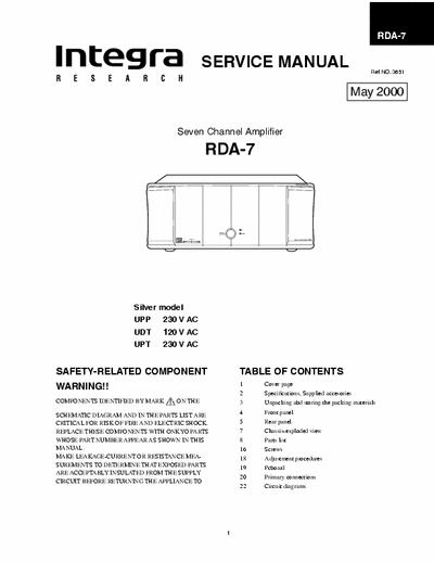 INTEGRA Research RDA-7 Service Manual 7 Channel Amplifier - pag. 28