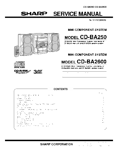 SHARP SHARP CD-BA250 CD-BA2600 SHARP CD-BA250 CD-BA2600
