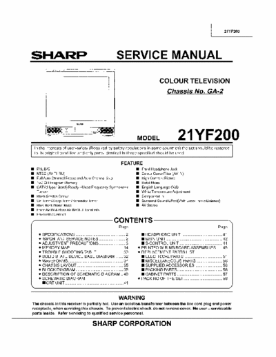 SHARP 21YF200 SHARP 21YF200 chassis GA-2