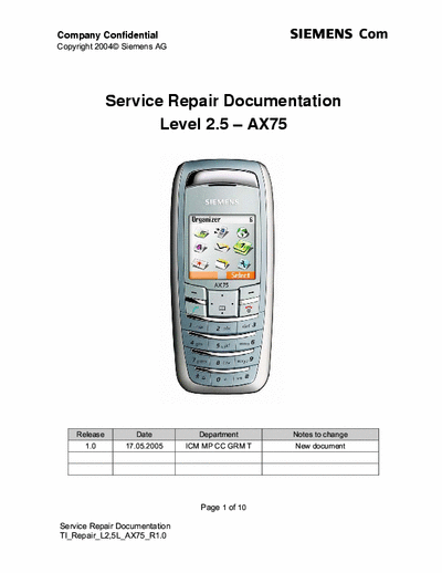 Siemens AX75 AX75 Diagram Set and Service Manual