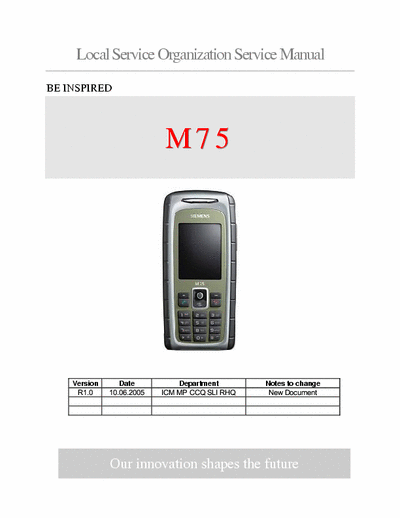 Siemens M75 M75 Diagram Set and Service Manual