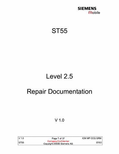 Siemens ST55 ST55 Level 2.5 Repair Documentation