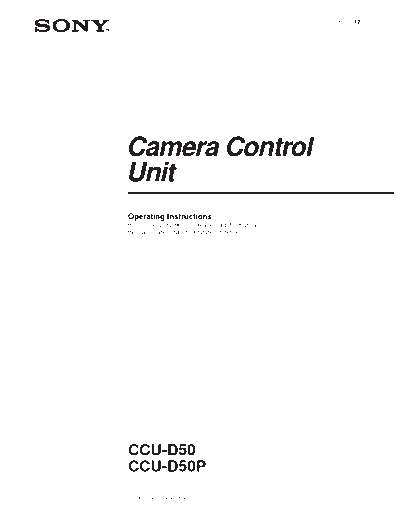 Sony D50 sony CCUD50P operation manual