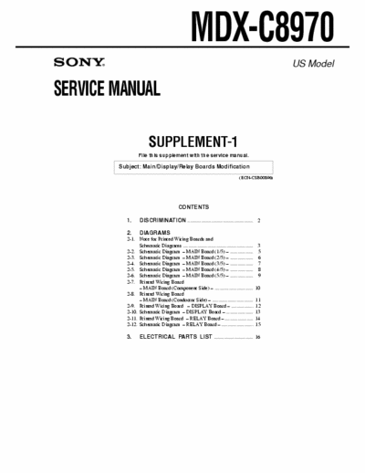Sony MDX-C8970 MDX-C8970 Service Manual Supplement-1