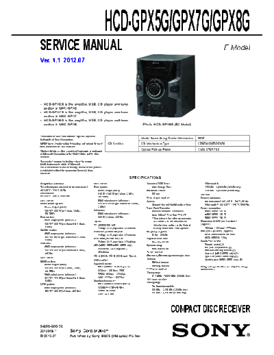 Sony HCD-GPX5G/GPX7G/GPX8G Manual de Servicio Tecnico HCD-GPX5G/GPX7G/GPX8G