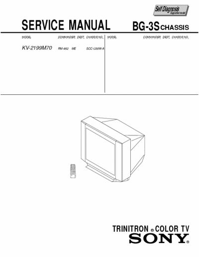 Sony KV-2199M70 Service manual of kv-2199m70 using bg-3s chassis.