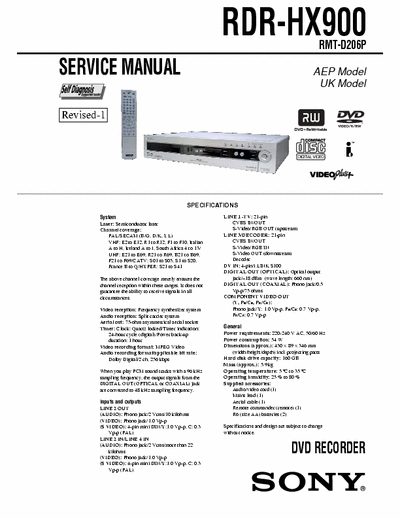SONY RDRHX900 Service Manual - English