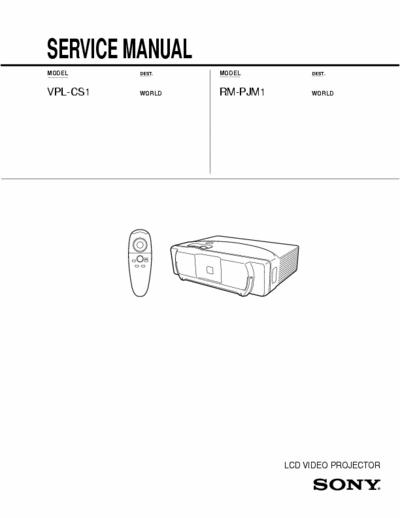 SONY VPL-CS1 Service manuel