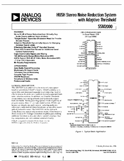 Analog Devices ssm2000 HUSH stereo noise reduction system with adaptive threshold