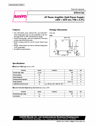Sanyo STK4172II AF power amplifier