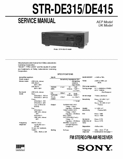 Sony str-de315_de415 Service Manual