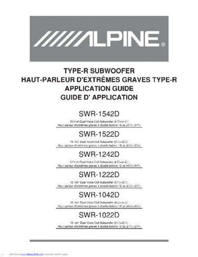 ALPINE SWR-1242 FULL SPECS