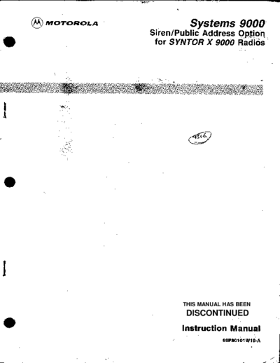 motorola syntor x9000 siren/pa  manual